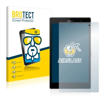 Vorderseite einer Produktverpackung mit dem Markenlogo BROTECT. Daneben ist das Gerät Sony Xperia Z3 Tablet Compact SGP611, SG