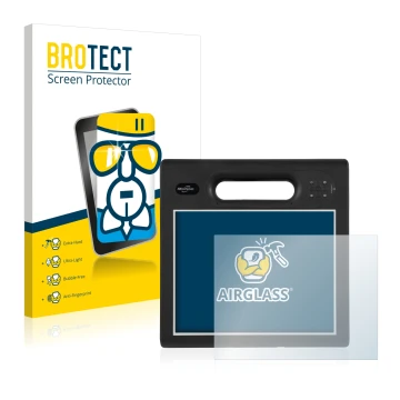 Vorderseite einer Produktverpackung mit dem Markenlogo BROTECT. Daneben ist das Gerät Motion Computing F5t mit dem zugehörigen