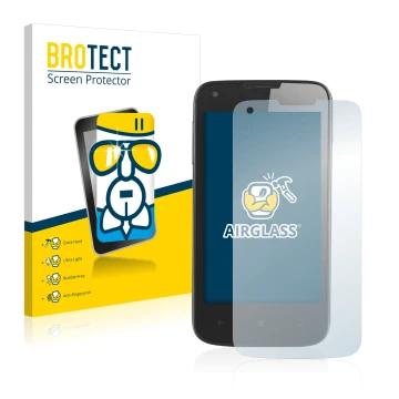 Vorderseite einer Produktverpackung mit dem Markenlogo BROTECT. Daneben ist das Gerät Prestigio MultiPhone 8400 DUO PSP8400DUO