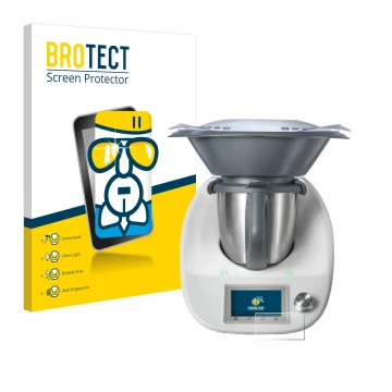 Vorderseite einer Produktverpackung mit dem Markenlogo BROTECT. Daneben ist das Gerät Vorwerk Thermomix TM5 mit dem zugehörige