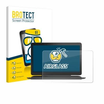 Vorderseite einer Produktverpackung mit dem Markenlogo BROTECT. Daneben ist das Gerät Dell Latitude 13 7350 mit dem zugehörige