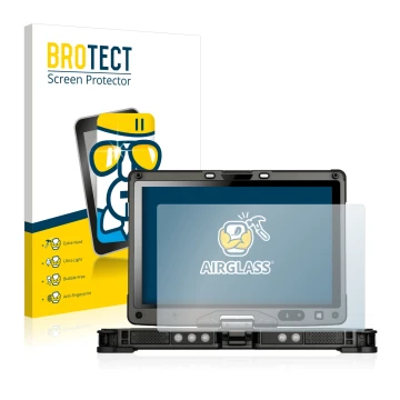 Vorderseite einer Produktverpackung mit dem Markenlogo BROTECT. Daneben ist das Gerät Getac V110 mit dem zugehörigen Displaysc