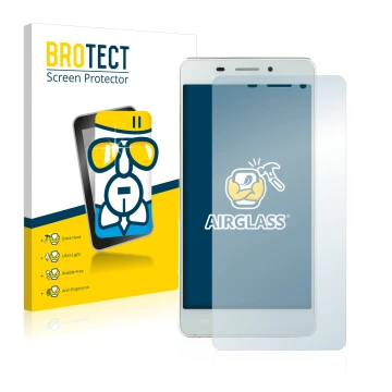 Vorderseite einer Produktverpackung mit dem Markenlogo BROTECT. Daneben ist das Gerät Doogee Ibiza F2 mit dem zugehörigen Disp