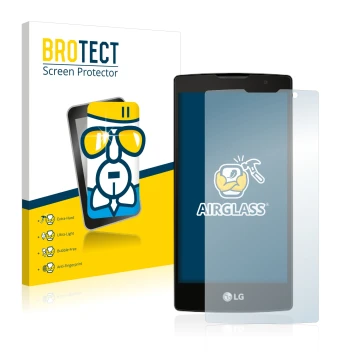 Vorderseite einer Produktverpackung mit dem Markenlogo BROTECT. Daneben ist das Gerät LG Logos mit dem zugehörigen Displayschu