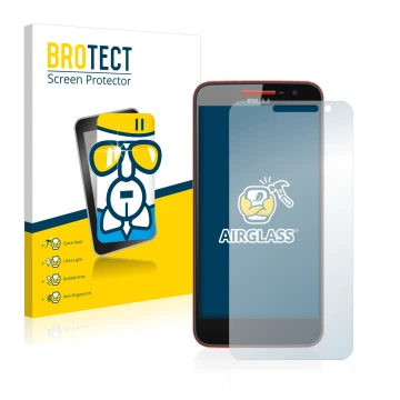 Vorderseite einer Produktverpackung mit dem Markenlogo BROTECT. Daneben ist das Gerät BLU Studio C mit dem zugehörigen Display