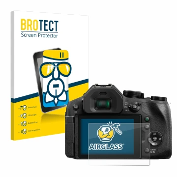 Vorderseite einer Produktverpackung mit dem Markenlogo BROTECT. Daneben ist das Gerät Panasonic Lumix DMC-FZ300 mit dem zugehö