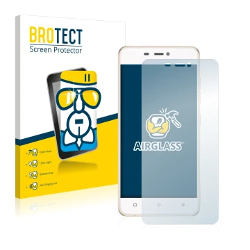 Vorderseite einer Produktverpackung mit dem Markenlogo BROTECT. Daneben ist das Gerät Gionee Elife S5.1 Pro mit dem zugehörige