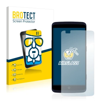 Vorderseite einer Produktverpackung mit dem Markenlogo BROTECT. Daneben ist das Gerät ZTE Axon Pro mit dem zugehörigen Display
