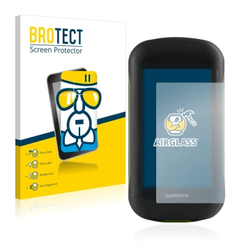 Vorderseite einer Produktverpackung mit dem Markenlogo BROTECT. Daneben ist das Gerät Garmin Montana 610 mit dem zugehörigen D