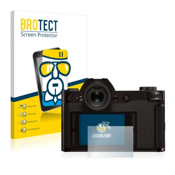 Vorderseite einer Produktverpackung mit dem Markenlogo BROTECT. Daneben ist das Gerät Leica SL (Typ 601) mit dem zugehörigen D