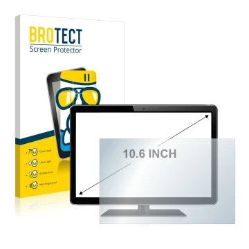 Vorderseite einer Produktverpackung mit dem Markenlogo BROTECT. Daneben ist das Gerät mit dem zugehörigen Displayschutz abgebi
