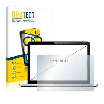 Vorderseite einer Produktverpackung mit dem Markenlogo BROTECT. Daneben ist das Gerät mit dem zugehörigen Displayschutz abgebi