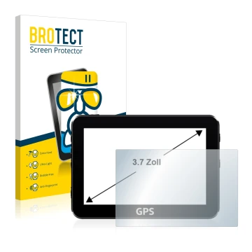 Vorderseite einer Produktverpackung mit dem Markenlogo BROTECT. Daneben ist das Gerät mit dem zugehörigen Displayschutz abgebi