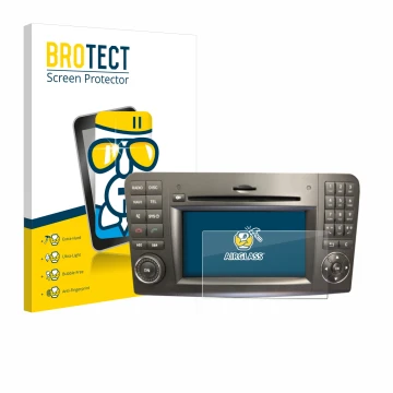 Vorderseite einer Produktverpackung mit dem Markenlogo BROTECT. Daneben ist das Gerät Mercedes-Benz Comand APS 2.5 mit dem zug