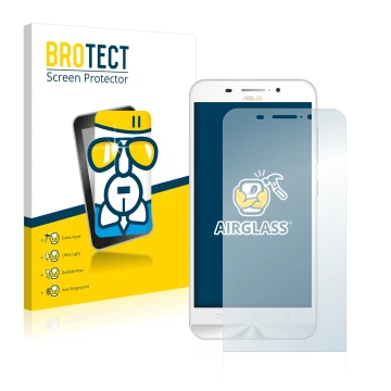 Vorderseite einer Produktverpackung mit dem Markenlogo BROTECT. Daneben ist das Gerät ASUS ZenFone Max ZC550KL mit dem zugehör