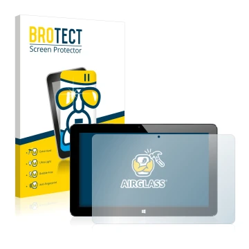 Vorderseite einer Produktverpackung mit dem Markenlogo BROTECT. Daneben ist das Gerät Cube i7 Stylus mit dem zugehörigen Displ