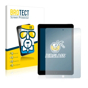 Vorderseite einer Produktverpackung mit dem Markenlogo BROTECT. Daneben ist das Gerät Apple iPad Pro 9.7