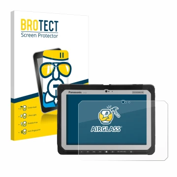 Vorderseite einer Produktverpackung mit dem Markenlogo BROTECT. Daneben ist das Gerät Panasonic Toughbook CF-20 MK1 mit dem zu