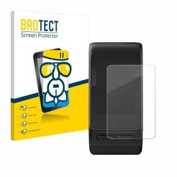 Vorderseite einer Produktverpackung mit dem Markenlogo BROTECT. Daneben ist das Gerät Garmin vivoactive HR mit dem zugehörigen