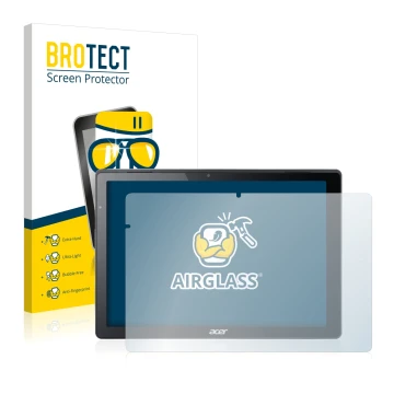 Vorderseite einer Produktverpackung mit dem Markenlogo BROTECT. Daneben ist das Gerät Acer Switch Alpha 12 mit dem zugehörigen