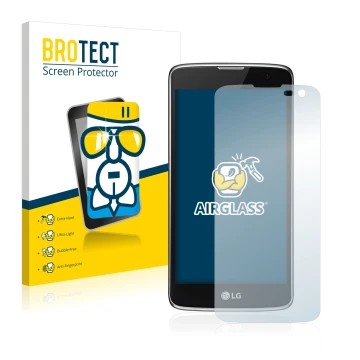 Vorderseite einer Produktverpackung mit dem Markenlogo BROTECT. Daneben ist das Gerät LG K7 (NUR Kamera rechts) mit dem zugehö