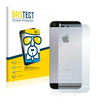 Vorderseite einer Produktverpackung mit dem Markenlogo BROTECT. Daneben ist das Gerät Apple iPhone SE 2016 Rückseite (gesamte 