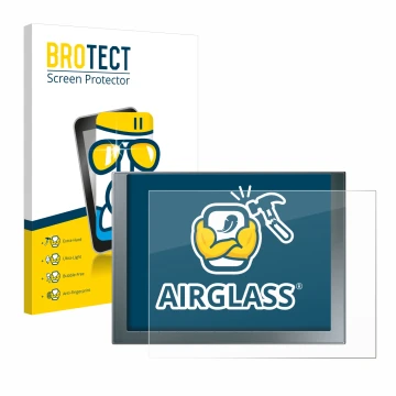 Vorderseite einer Produktverpackung mit dem Markenlogo BROTECT. Daneben ist das Gerät Siemens Simatic HMI KTP 1200 Basic mit d