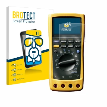 Vorderseite einer Produktverpackung mit dem Markenlogo BROTECT. Daneben ist das Gerät Fluke MultiMeter 189 mit dem zugehörigen