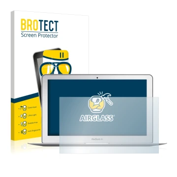 Vorderseite einer Produktverpackung mit dem Markenlogo BROTECT. Daneben ist das Gerät Apple MacBook Air 11