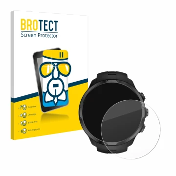 Vorderseite einer Produktverpackung mit dem Markenlogo BROTECT. Daneben ist das Gerät Suunto Spartan Sport Wrist HR mit dem zu