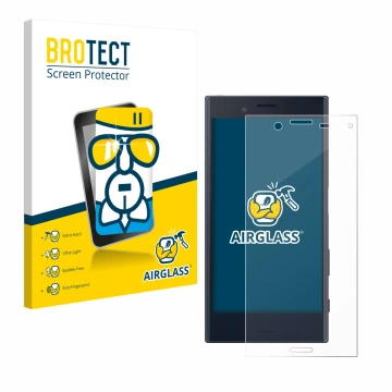 Vorderseite einer Produktverpackung mit dem Markenlogo BROTECT. Daneben ist das Gerät Sony Xperia X Compact mit dem zugehörige