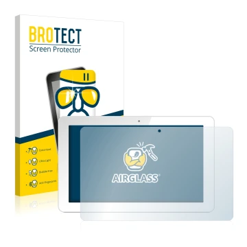 Vorderseite einer Produktverpackung mit dem Markenlogo BROTECT. Daneben ist das Gerät Odys Rise 10 Quad mit dem zugehörigen Di