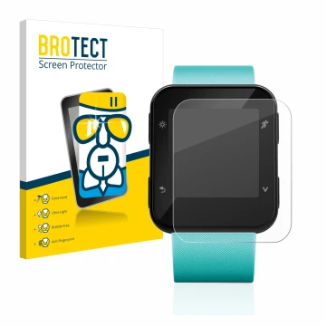 Vorderseite einer Produktverpackung mit dem Markenlogo BROTECT. Daneben ist das Gerät Garmin Forerunner 35 mit dem zugehörigen