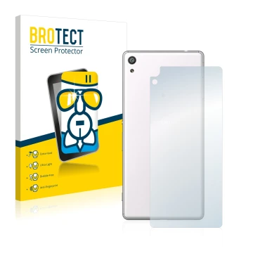 Vorderseite einer Produktverpackung mit dem Markenlogo BROTECT. Daneben ist das Gerät Sony Xperia XA Ultra (Rückseite) mit dem