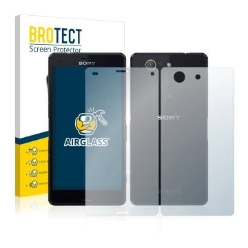 Vorderseite einer Produktverpackung mit dem Markenlogo BROTECT. Daneben ist das Gerät Sony Xperia Z3 Compact D5803 (Display+Rü