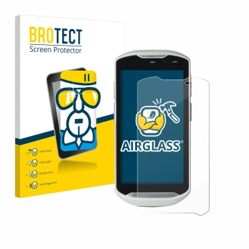 Vorderseite einer Produktverpackung mit dem Markenlogo BROTECT. Daneben ist das Gerät Zebra TC51 mit dem zugehörigen Displaysc