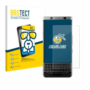 Vorderseite einer Produktverpackung mit dem Markenlogo BROTECT. Daneben ist das Gerät BlackBerry Keyone mit dem zugehörigen Di