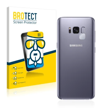 Vorderseite einer Produktverpackung mit dem Markenlogo BROTECT. Daneben ist das Gerät Samsung Galaxy S8 (NUR Kameraschutz) mit