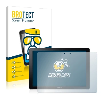 Vorderseite einer Produktverpackung mit dem Markenlogo BROTECT. Daneben ist das Gerät Samsung Galaxy Book 12 mit dem zugehörig