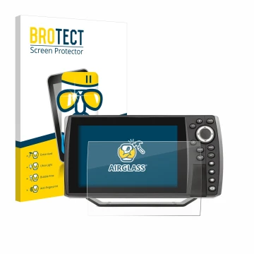 Vorderseite einer Produktverpackung mit dem Markenlogo BROTECT. Daneben ist das Gerät Humminbird Helix 7 mit dem zugehörigen D