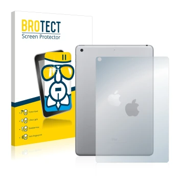 Vorderseite einer Produktverpackung mit dem Markenlogo BROTECT. Daneben ist das Gerät Apple iPad 9.7