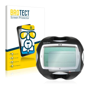 Vorderseite einer Produktverpackung mit dem Markenlogo BROTECT. Daneben ist das Gerät Mares Nemo Wide 2 mit dem zugehörigen Di