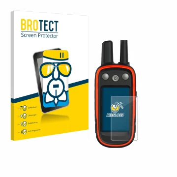 Vorderseite einer Produktverpackung mit dem Markenlogo BROTECT. Daneben ist das Gerät Garmin Atemos 100 mit dem zugehörigen Di