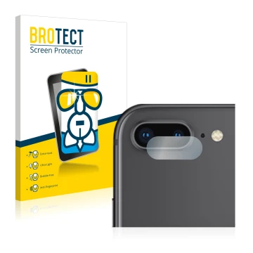 Vorderseite einer Produktverpackung mit dem Markenlogo BROTECT. Daneben ist das Gerät Apple iPhone 8 Plus (NUR Kameraschutz) m