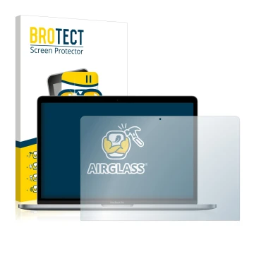 Vorderseite einer Produktverpackung mit dem Markenlogo BROTECT. Daneben ist das Gerät Apple MacBook Pro 13