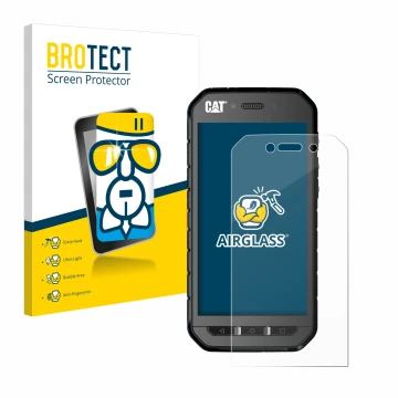 Vorderseite einer Produktverpackung mit dem Markenlogo BROTECT. Daneben ist das Gerät Caterpillar Cat S41 mit dem zugehörigen 