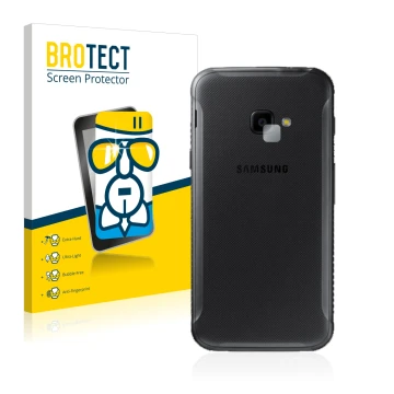 Vorderseite einer Produktverpackung mit dem Markenlogo BROTECT. Daneben ist das Gerät Samsung Galaxy XCover 4 (NUR Kameraschut