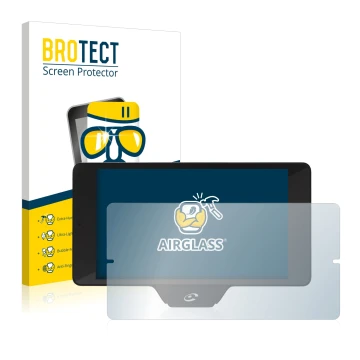 Vorderseite einer Produktverpackung mit dem Markenlogo BROTECT. Daneben ist das Gerät Coyote Nav+ 2017 mit dem zugehörigen Dis