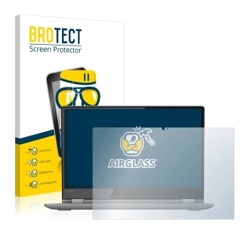 Vorderseite einer Produktverpackung mit dem Markenlogo BROTECT. Daneben ist das Gerät Lenovo Yoga 530 mit dem zugehörigen Disp