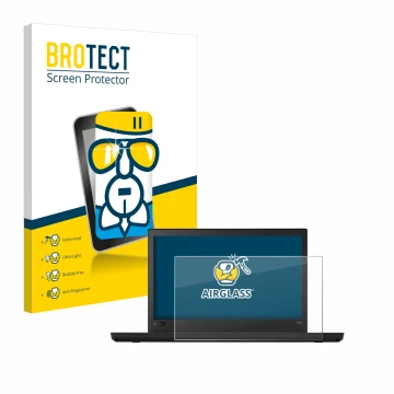 Vorderseite einer Produktverpackung mit dem Markenlogo BROTECT. Daneben ist das Gerät Lenovo ThinkPad T480 mit dem zugehörigen